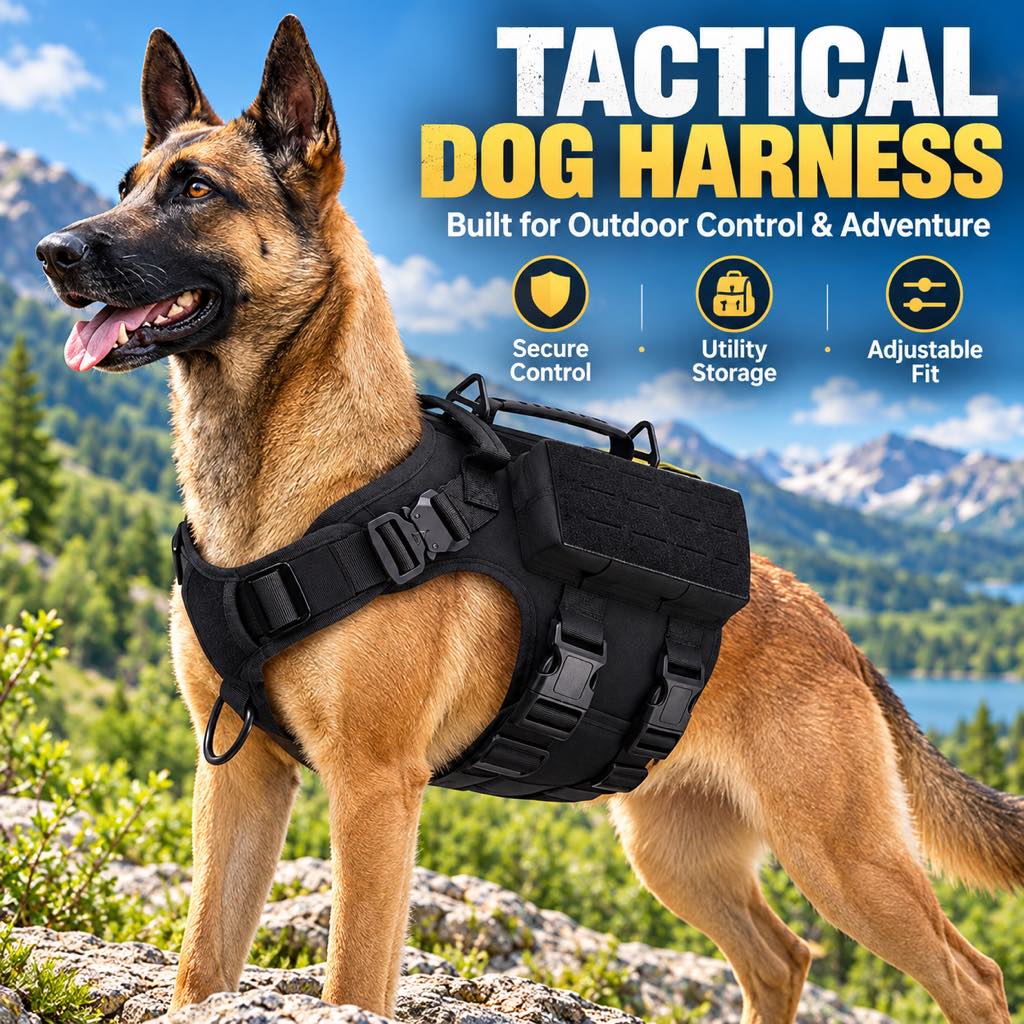 Tactical Dog Harness for Large Dogs, Hiking & Training Vest