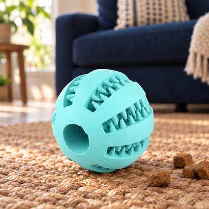 Entertaining Treat-Dispensing Ball for Active Puzzle Play
