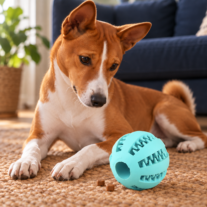 Entertaining Treat-Dispensing Ball for Active Puzzle Play