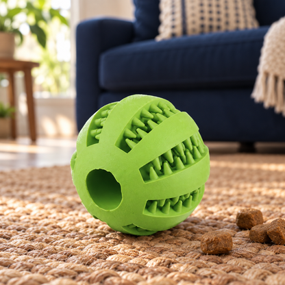 Entertaining Treat-Dispensing Ball for Active Puzzle Play