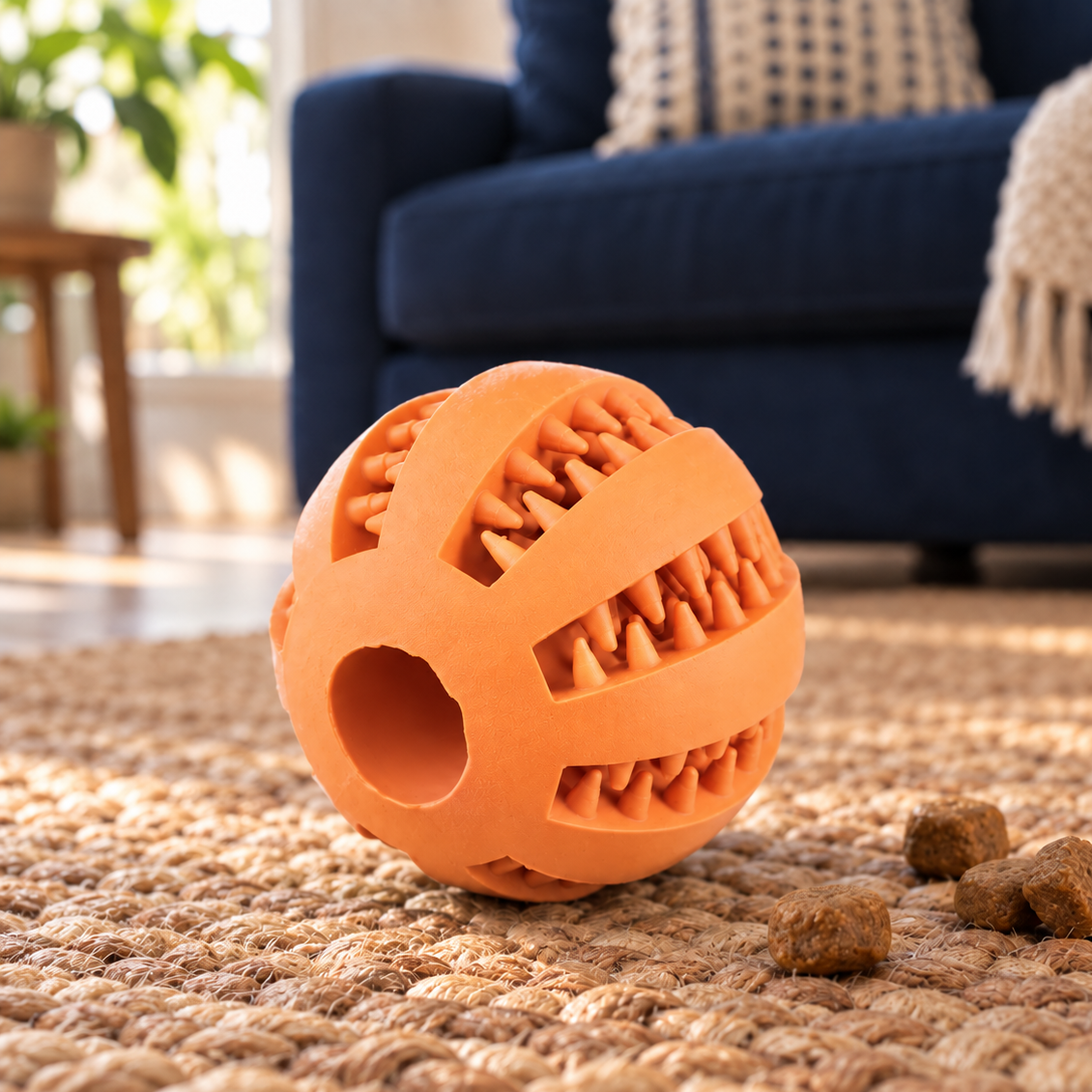 Entertaining Treat-Dispensing Ball for Active Puzzle Play