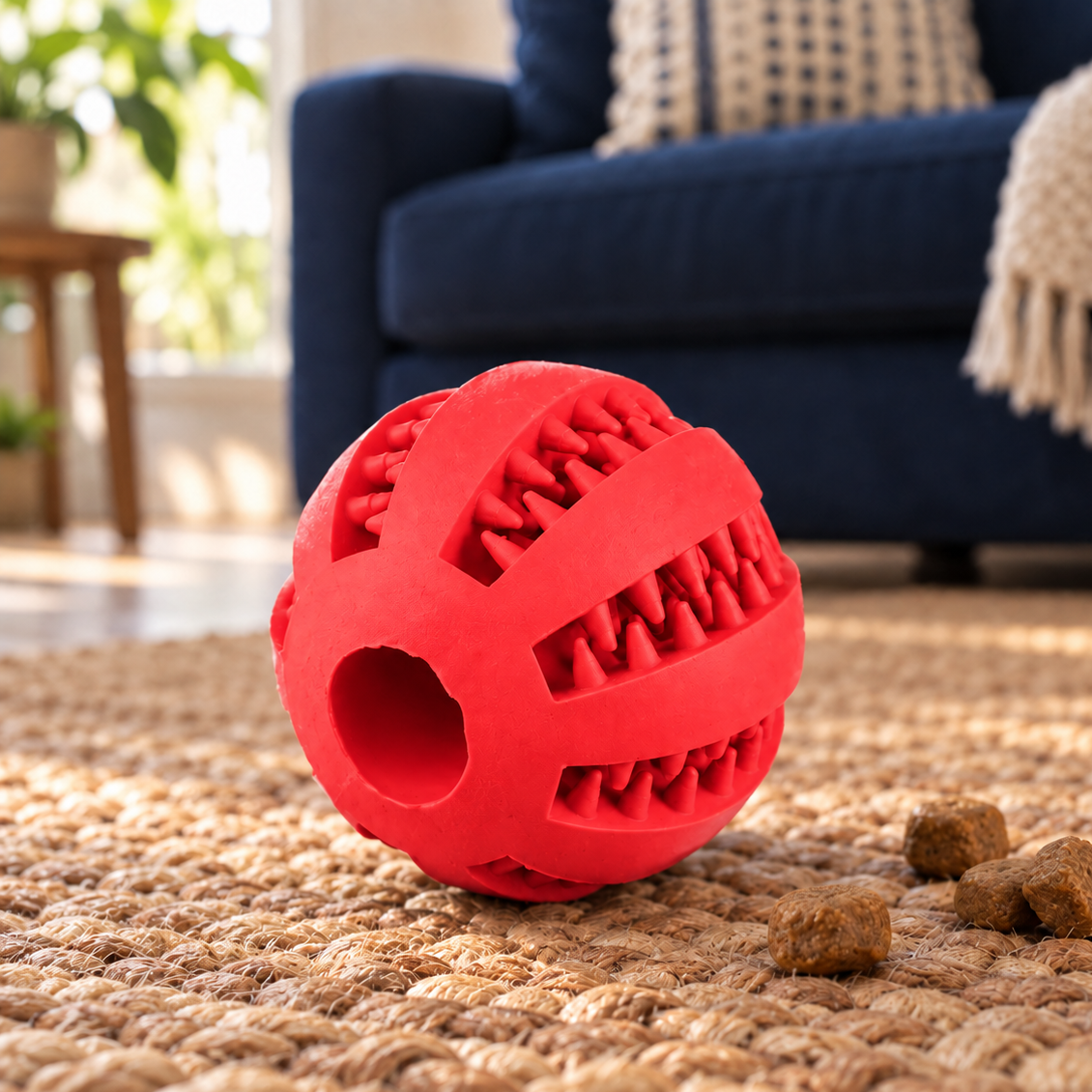 Entertaining Treat-Dispensing Ball for Active Puzzle Play