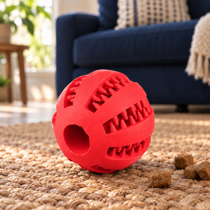 Entertaining Treat-Dispensing Ball for Active Puzzle Play