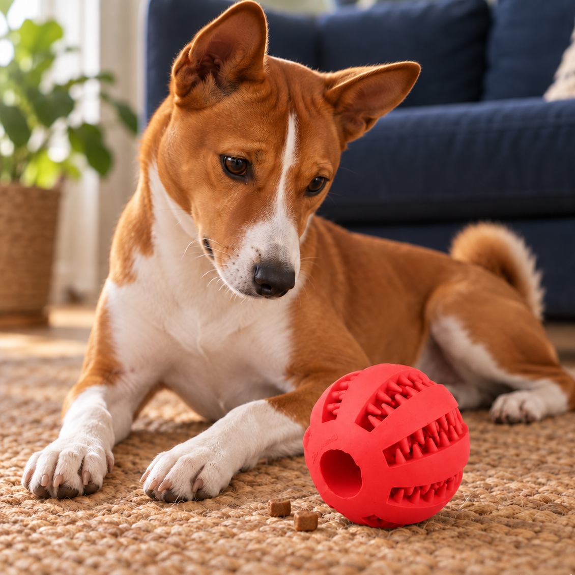 Entertaining Treat-Dispensing Ball for Active Puzzle Play