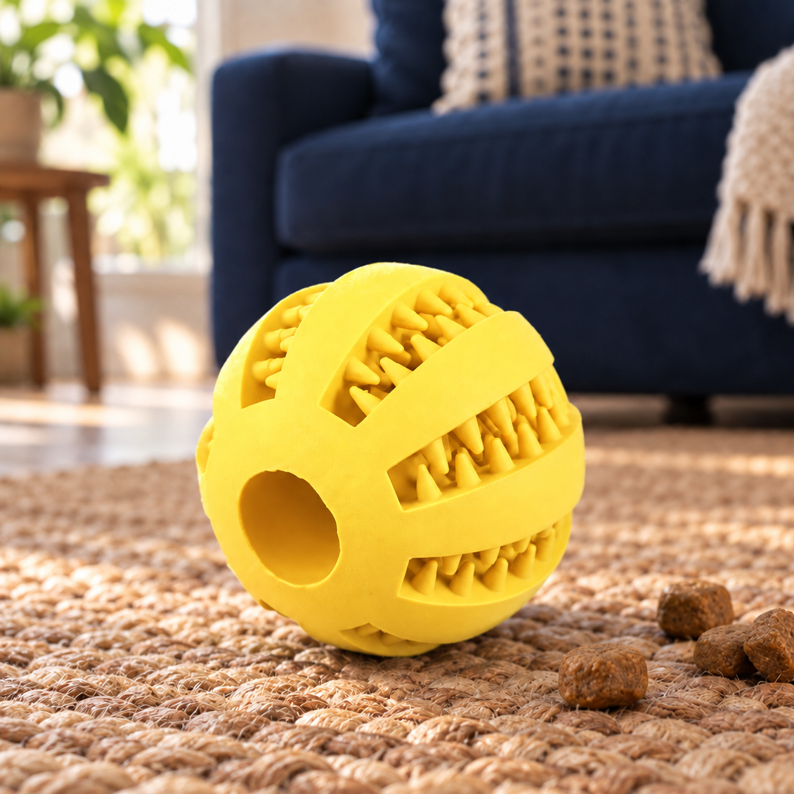 Entertaining Treat-Dispensing Ball for Active Puzzle Play