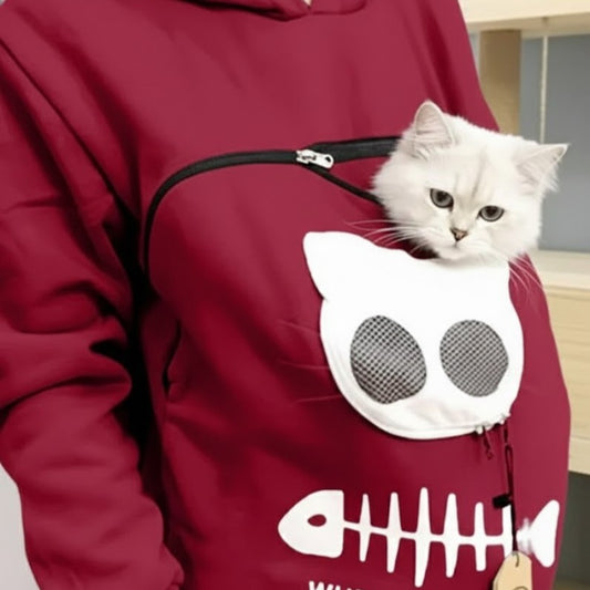 Cozy "Kangaroo" Unisex Sweatshirt for Cat and Dog Lovers with Fleece-Lined Cuddle Pocket