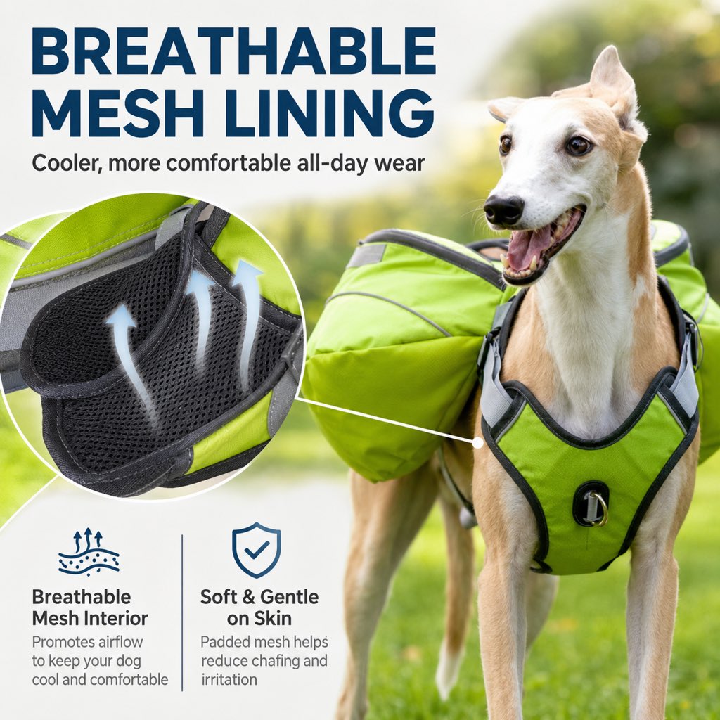 Dog Backpack for Hiking, Saddlebag Harness for Camping Trips