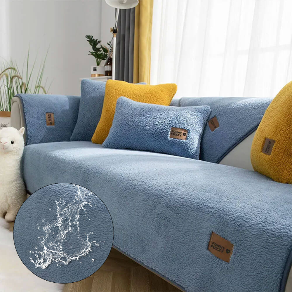 Waterproof, Thick & Cozy Faux Sherpa Fleece Non-Slip Couch Cover Protector