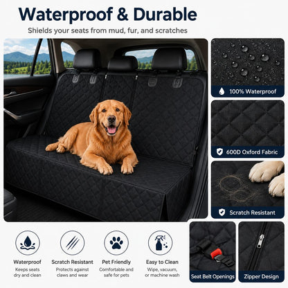 Waterproof Dog Car Seat Cover for Back Seat, Quilted Protector