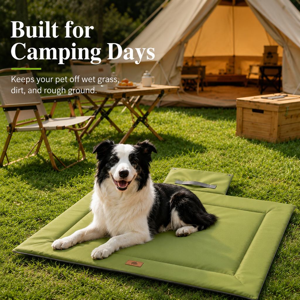 Dog Camping Mat, Waterproof Foldable Travel Bed for Dogs & Cats