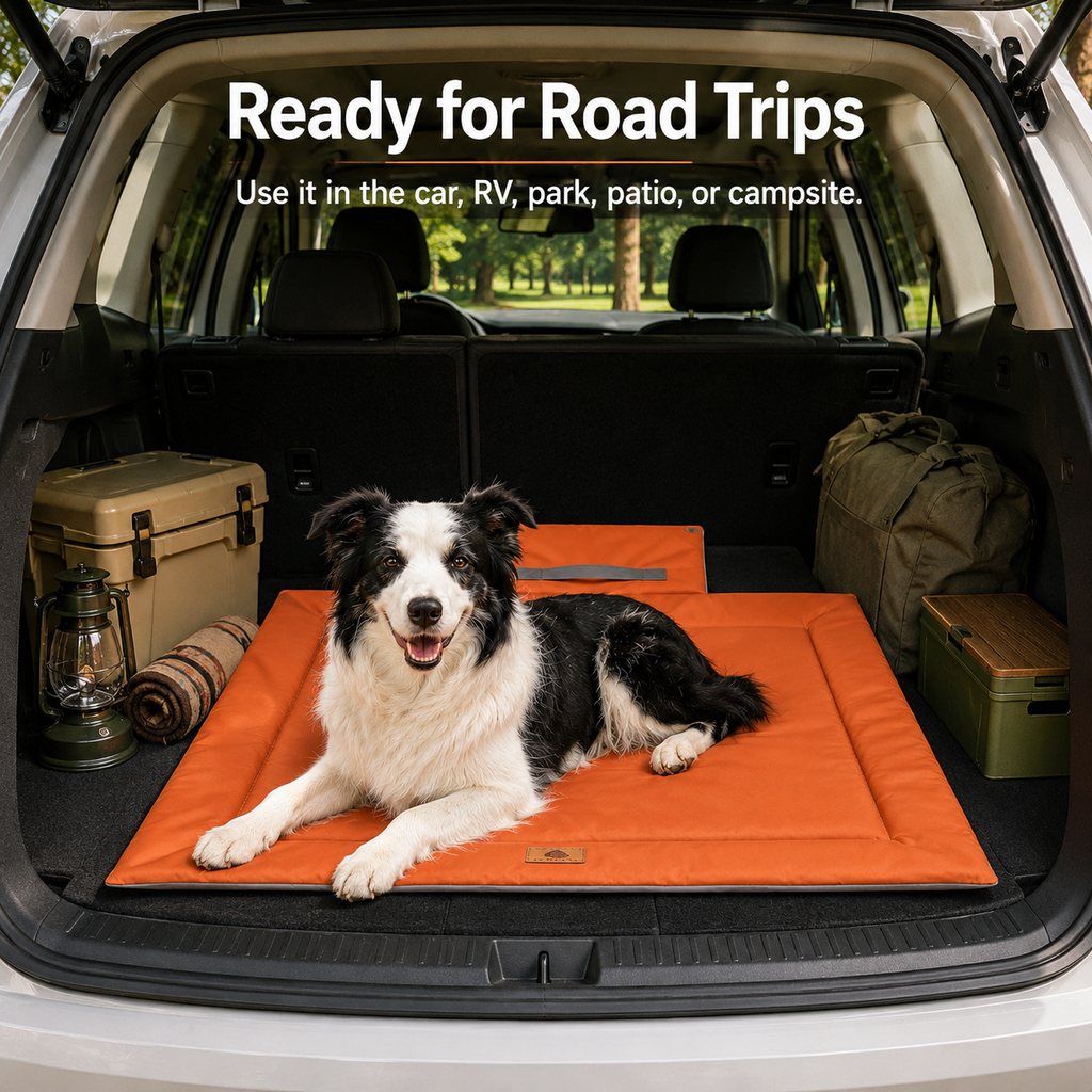 Dog Camping Mat, Waterproof Foldable Travel Bed for Dogs & Cats