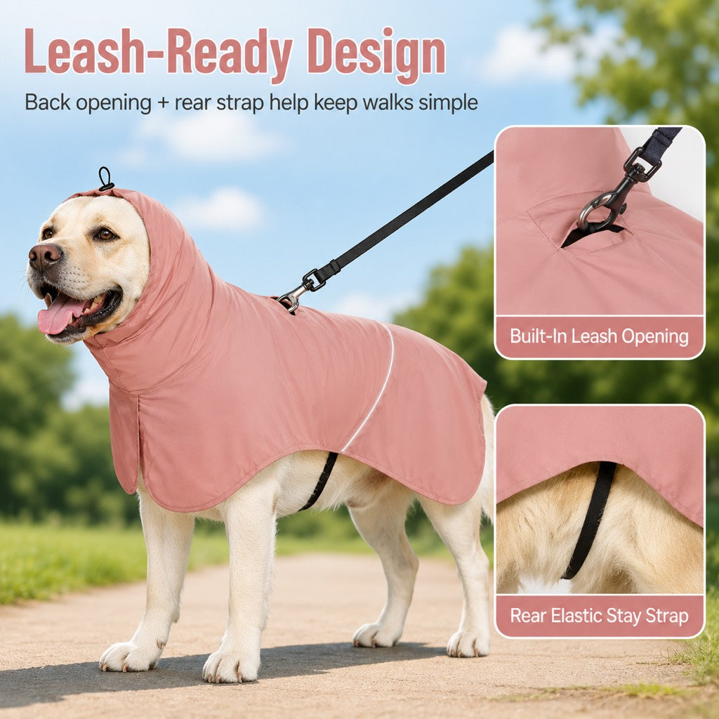 Dog Raincoat with Hood, Lightweight Sun & Rain Cape