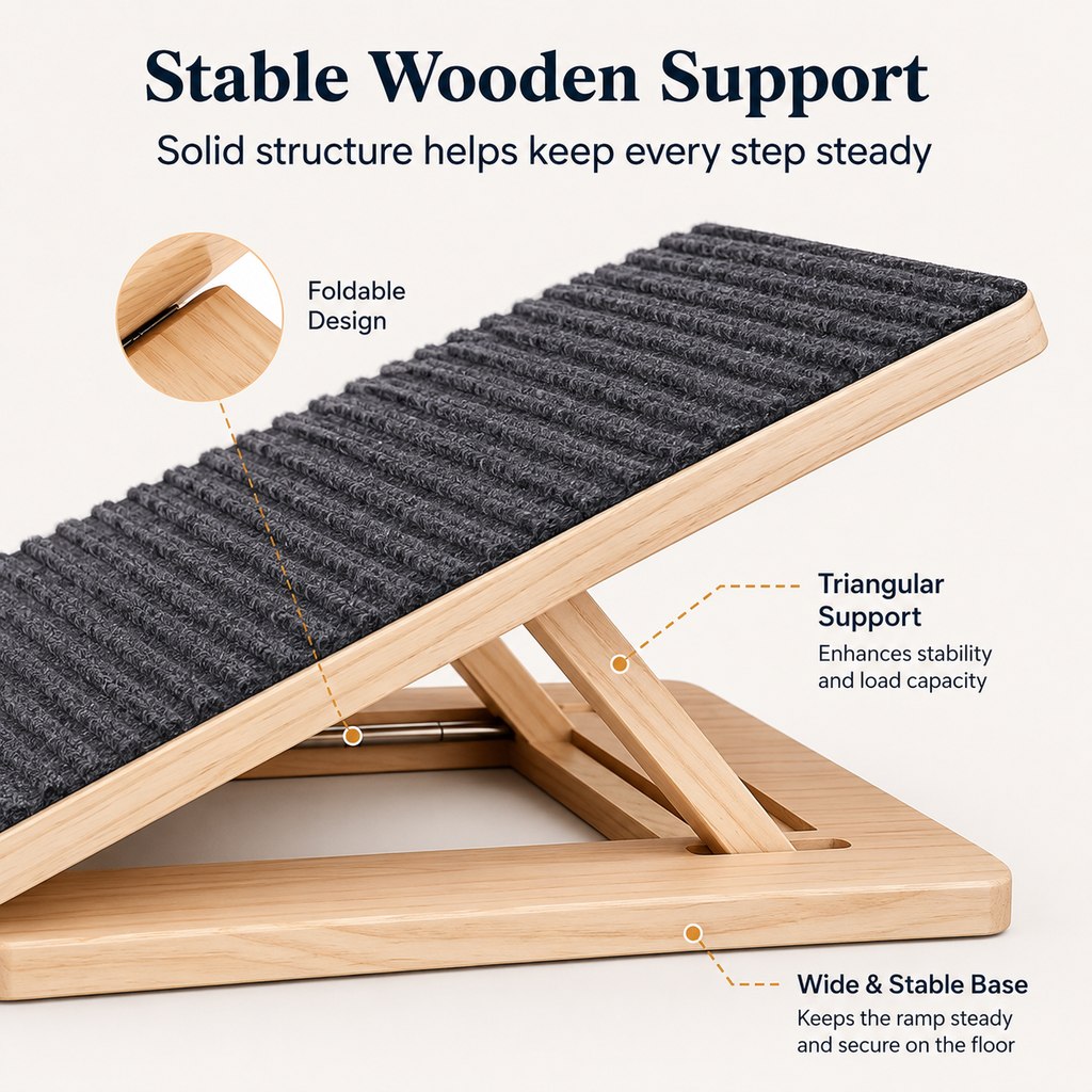Dog Ramp for Bed & Couch, Foldable Wooden Pet Ramp